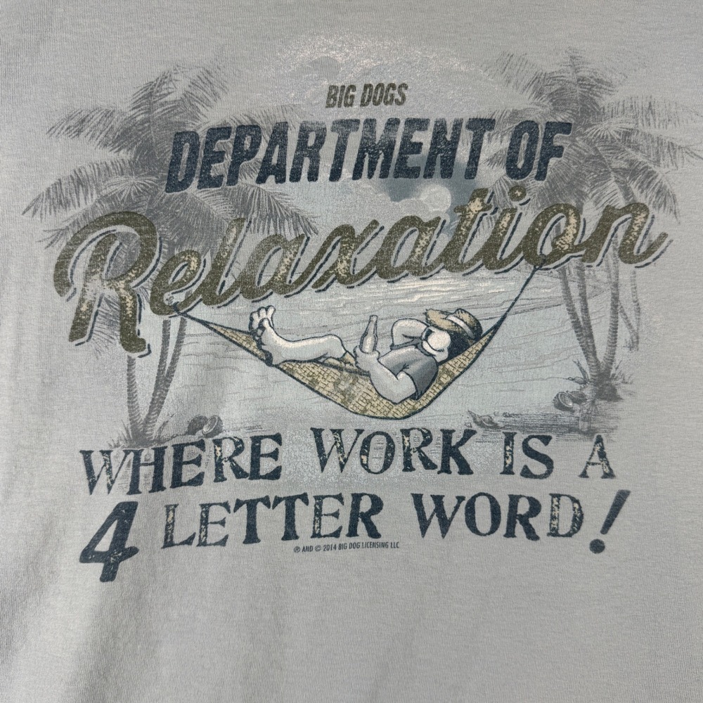 Big Dogs Crew Neck Graphic T-Shirt Men's 4XLT Department of Relaxation Cotton